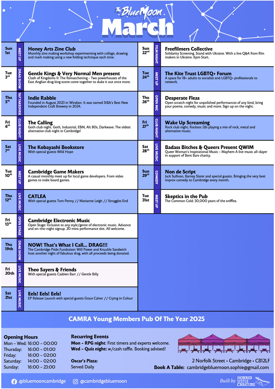 blue The Blue Moon Pub Cambridge